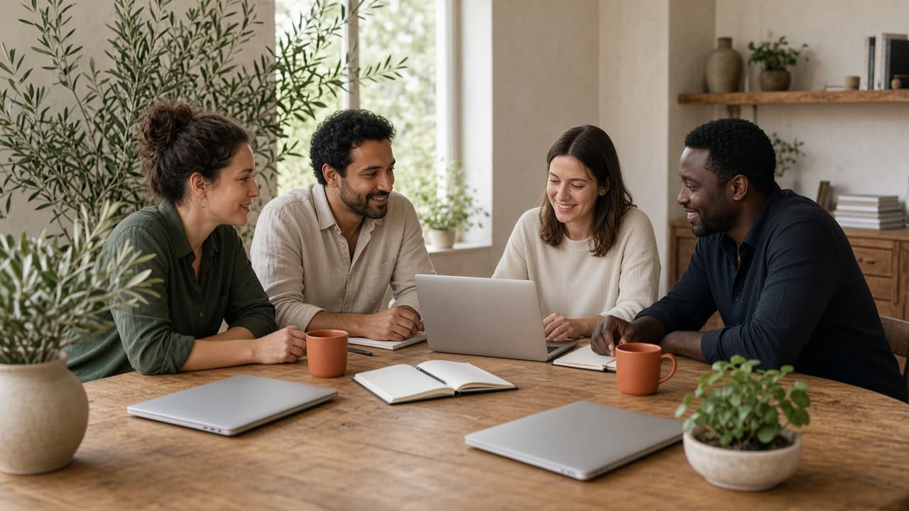 Team planning a workshop around a table